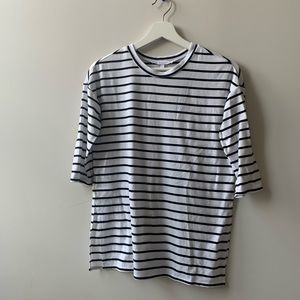 BCBG striped quarter sleeve shirt